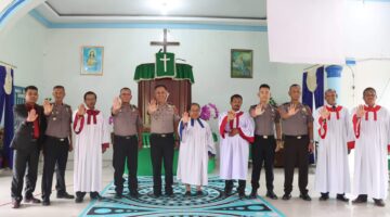 Kapolres Aceh Tenggara diwakili Wakapolres Hadiri Kegiatan Minggu Kasih di HKBP Maranatha,, Ajak Jemaat Jaga Kamtibmas