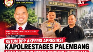 Respons Cepat Kericuhan Mapolda Ketum AKPERSI Apresiasi Kapolrestabes Palembang